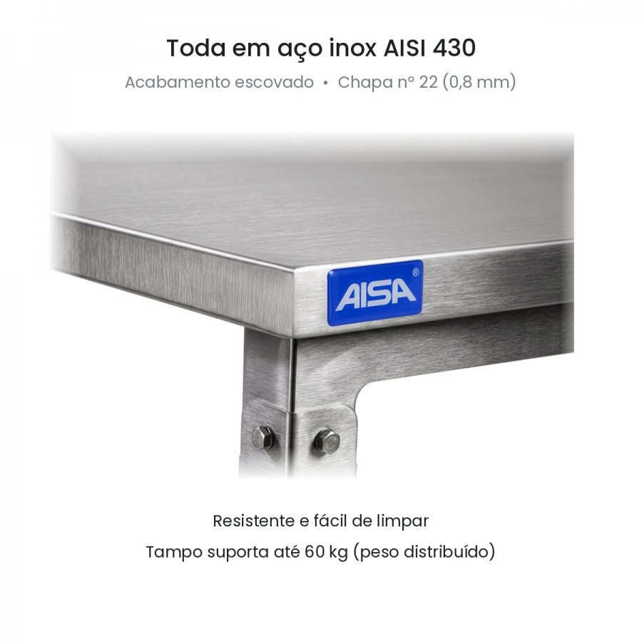 Mesa de Inox Paneleiro Duplo 60 x 60 - Aisa